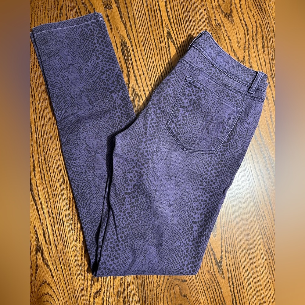 a.n.a. Purple Snakeskin Print Skinny Jeans
